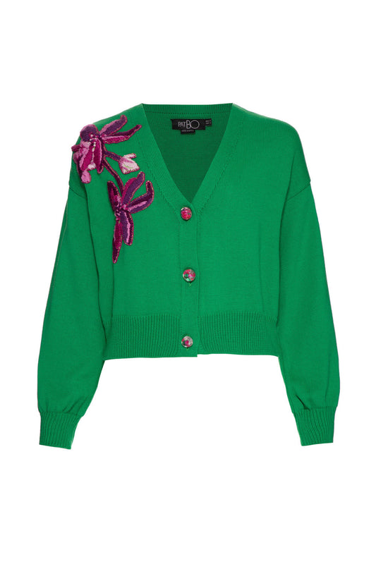 Tricot bordado botões miss emily verde