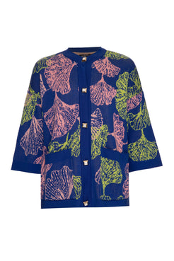 TRICOT BOTÕES MEMORY LEAVES AZUL