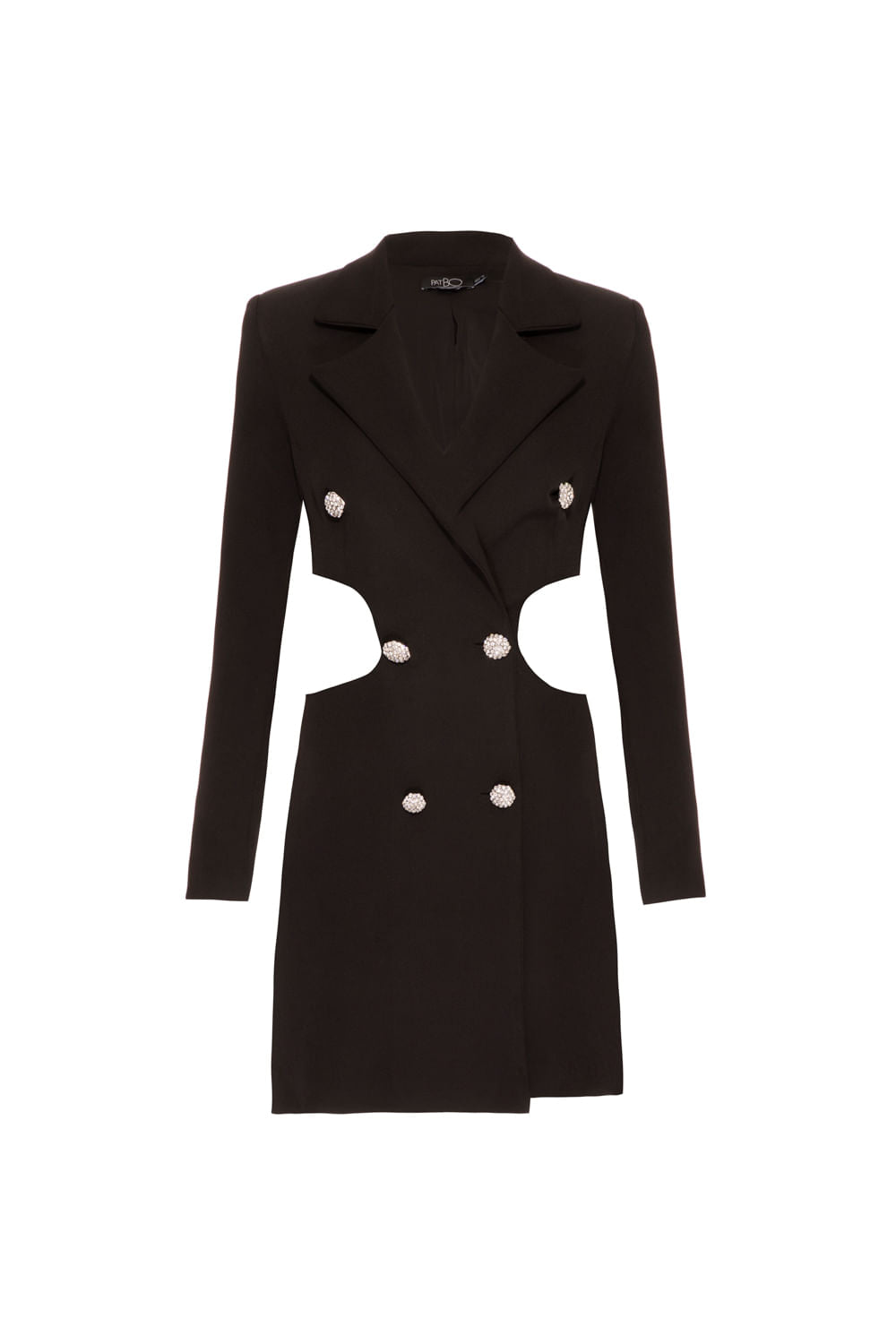 VESTIDO CURTO BOTÕES CREPE EDIE PRETO