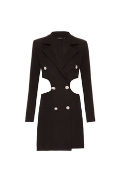 VESTIDO CURTO BOTÕES CREPE EDIE PRETO