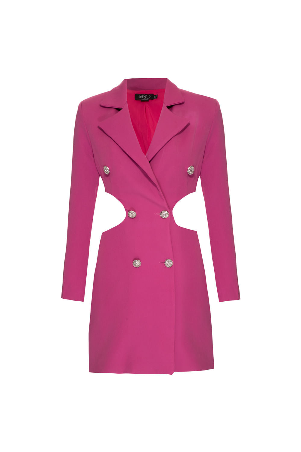 VESTIDO CURTO BOTÕES CREPE EDIE FUCSIA