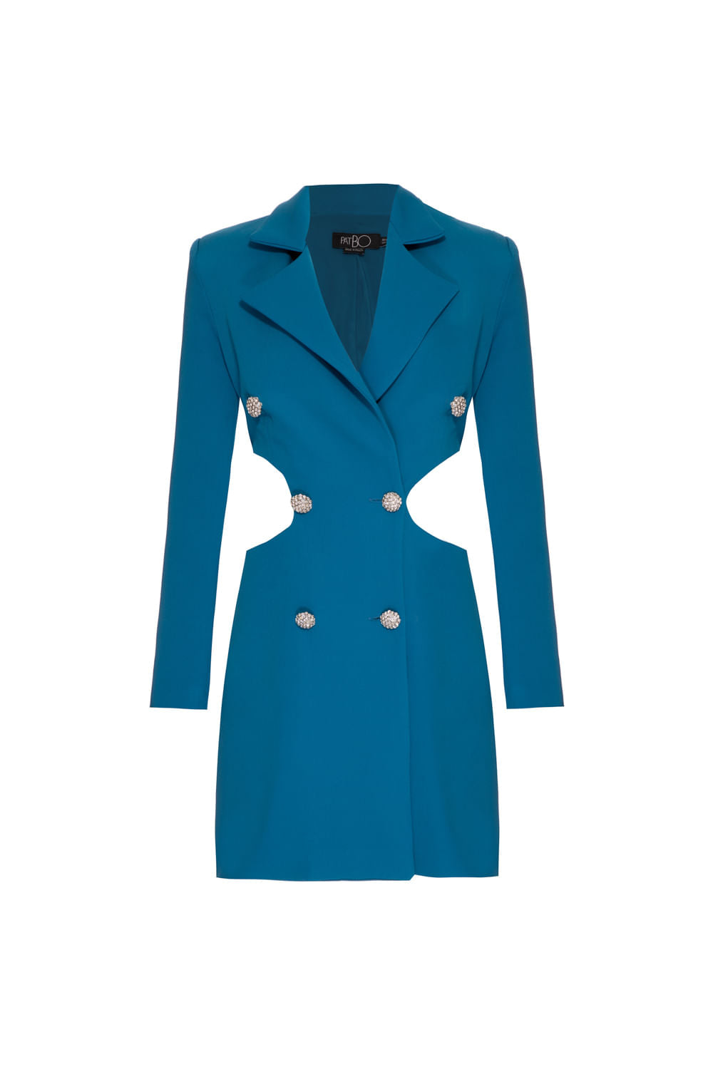 VESTIDO CURTO BOTÕES CREPE EDIE AZUL