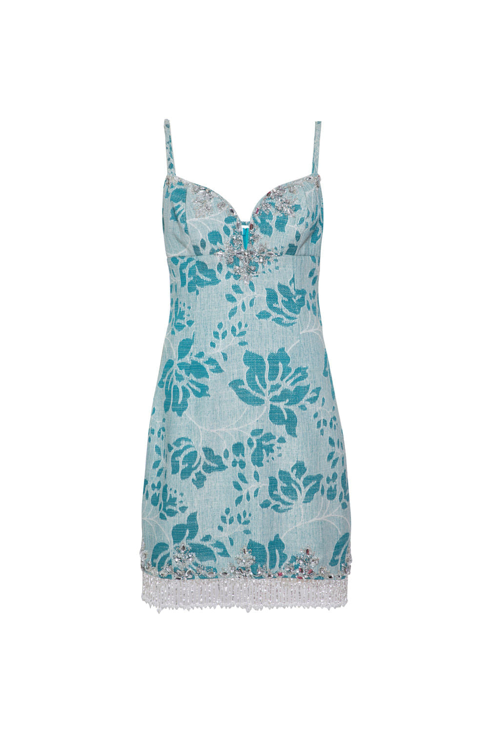 Vestido curto bordado jacquard benedetta verde