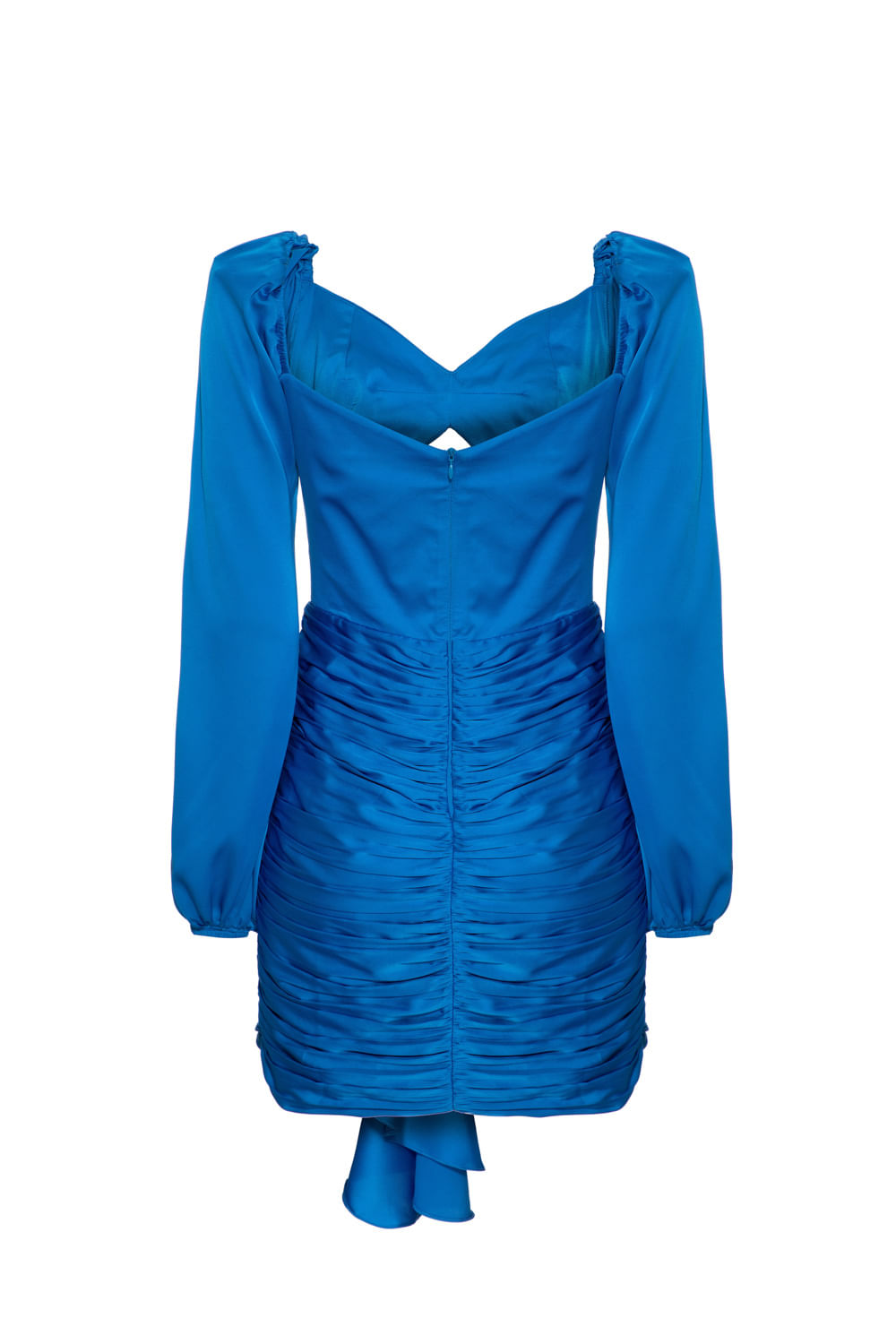 VESTIDO CURTO RECORTES CETIM EUPHORIA AZUL