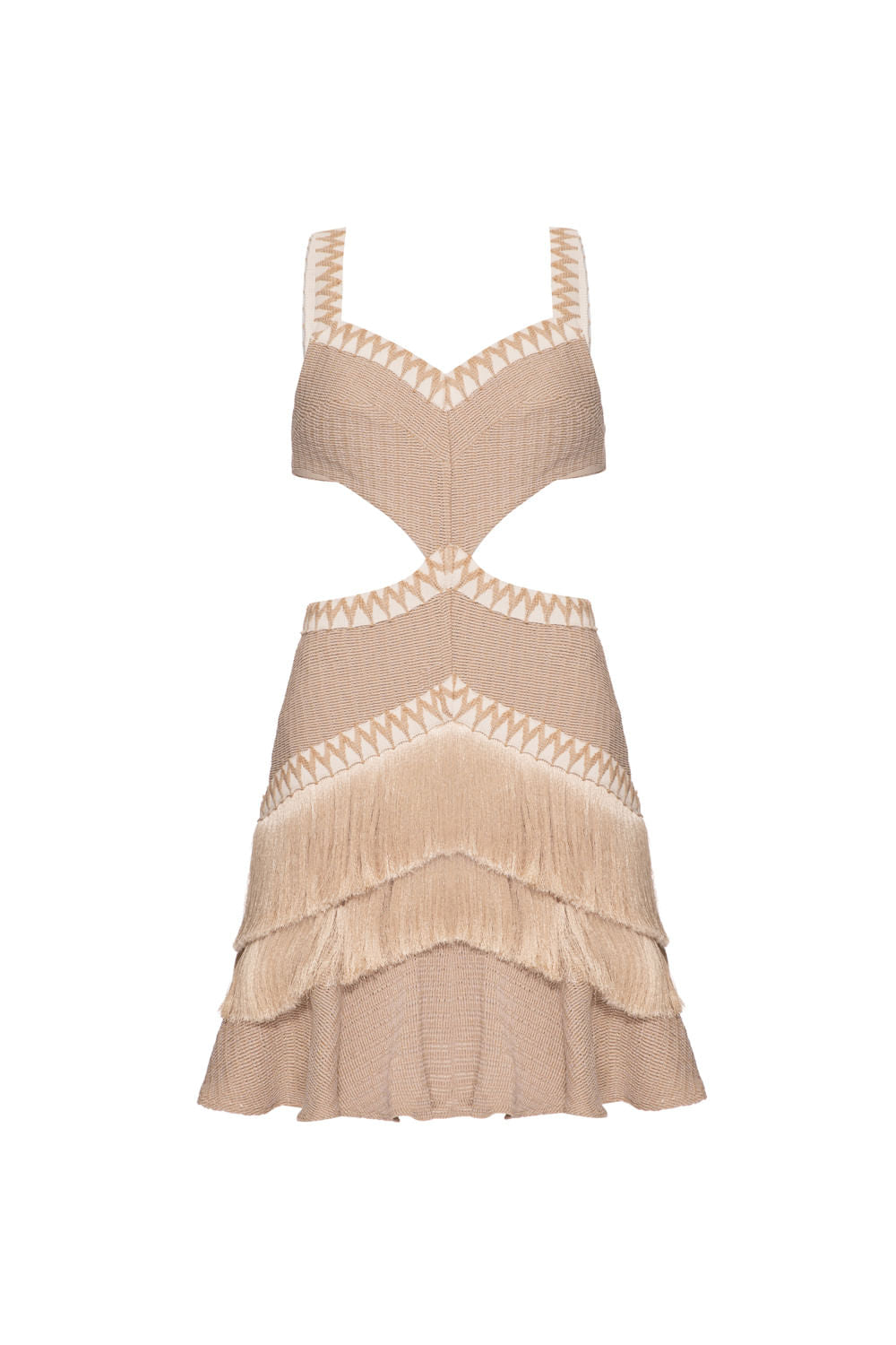 VESTIDO CURTO FRANJAS MALHA EMILLE CRU