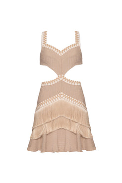 VESTIDO CURTO FRANJAS MALHA EMILLE CRU