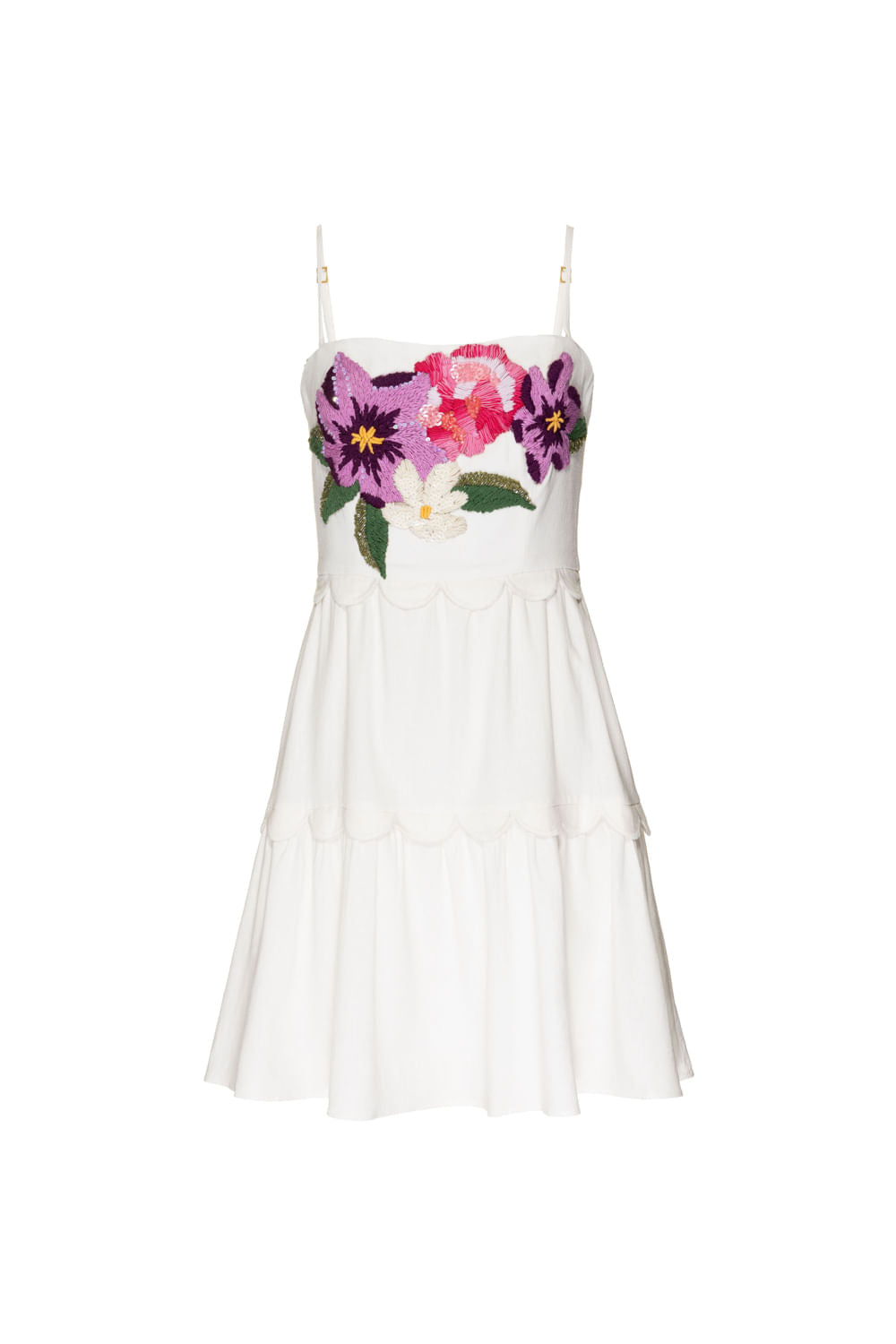 Vestido curto bordado linho nilo matron off white