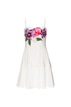 Vestido curto bordado linho nilo matron off white
