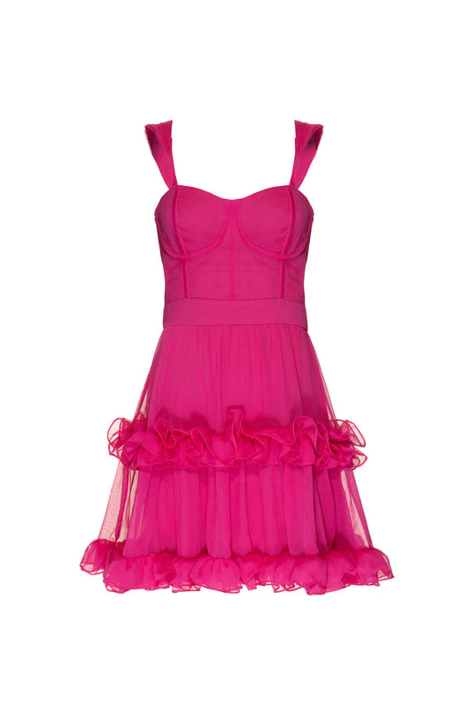 VESTIDO CURTO BABADOS SILKY SWEET LUCY PINK