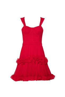 VESTIDO CURTO BABADOS SILKY SWEET LUCY VERMELHO
