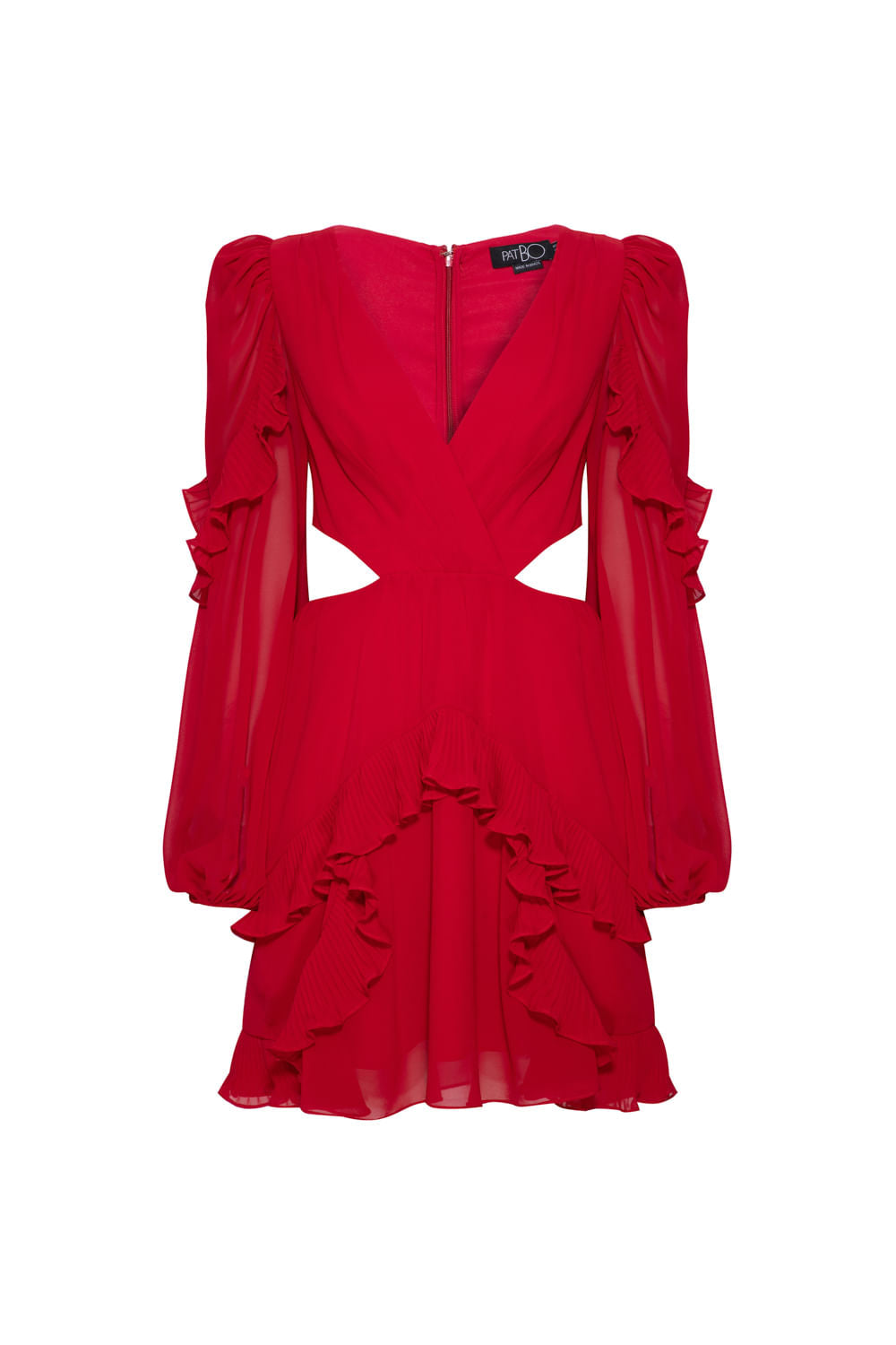 VESTIDO CURTO RECORTES CHIFFON MIDNIGHT VINHO