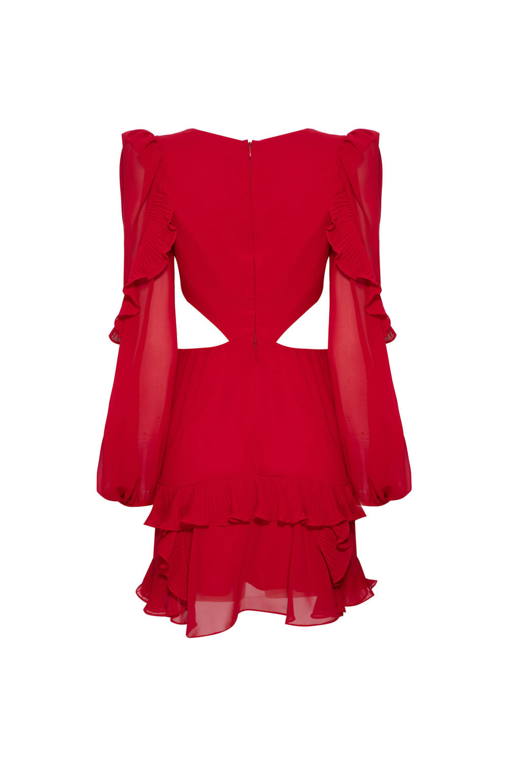 VESTIDO CURTO RECORTES CHIFFON MIDNIGHT VINHO