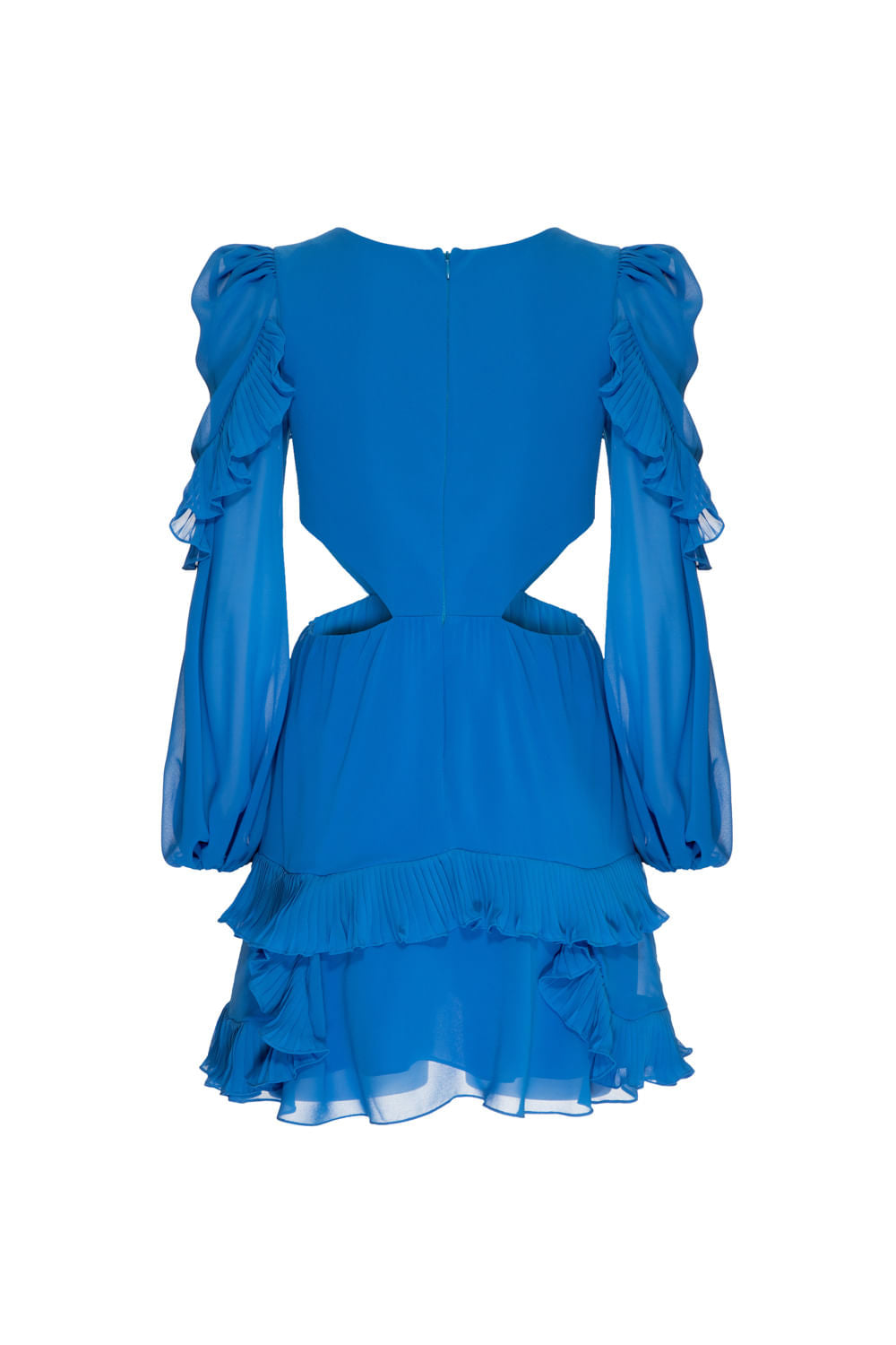 VESTIDO CURTO RECORTES CHIFFON MIDNIGHT AZUL