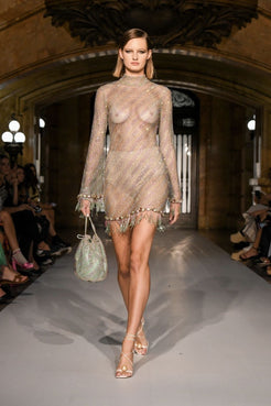 VESTIDO CURTO TELA STRASS VERDE