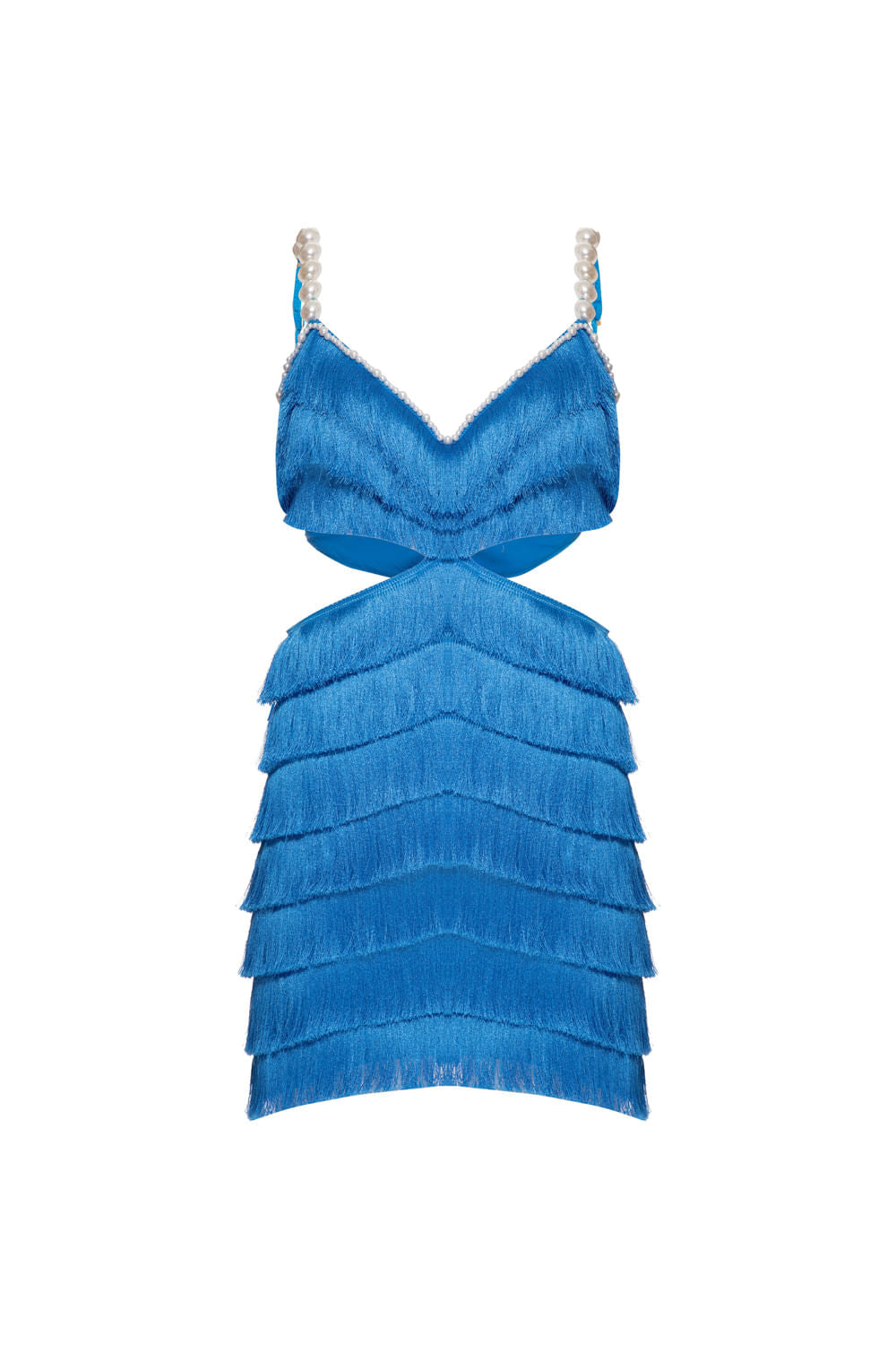 VESTIDO CURTO FRANJAS MALHA LUXOR SPY AZUL