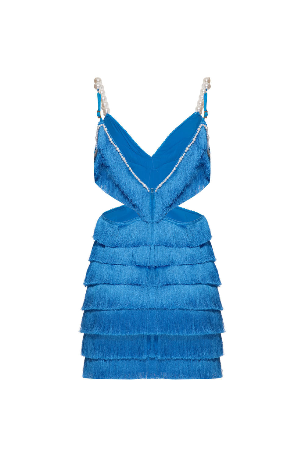 VESTIDO CURTO FRANJAS MALHA LUXOR SPY AZUL