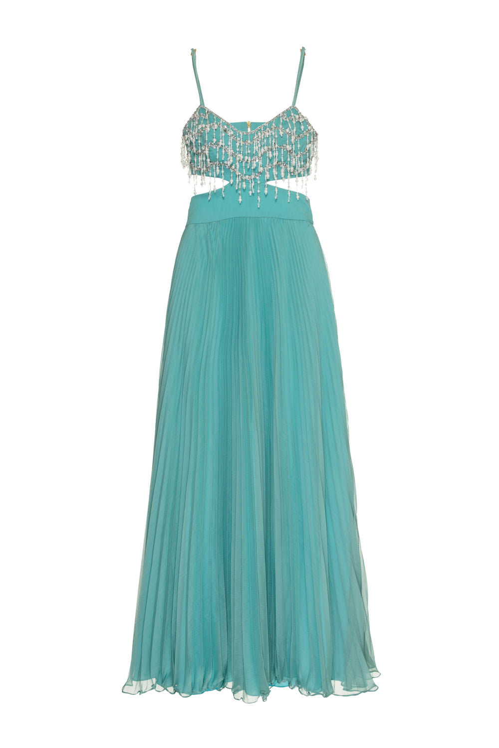 Vestido longo recortes silky sweet lucy verde
