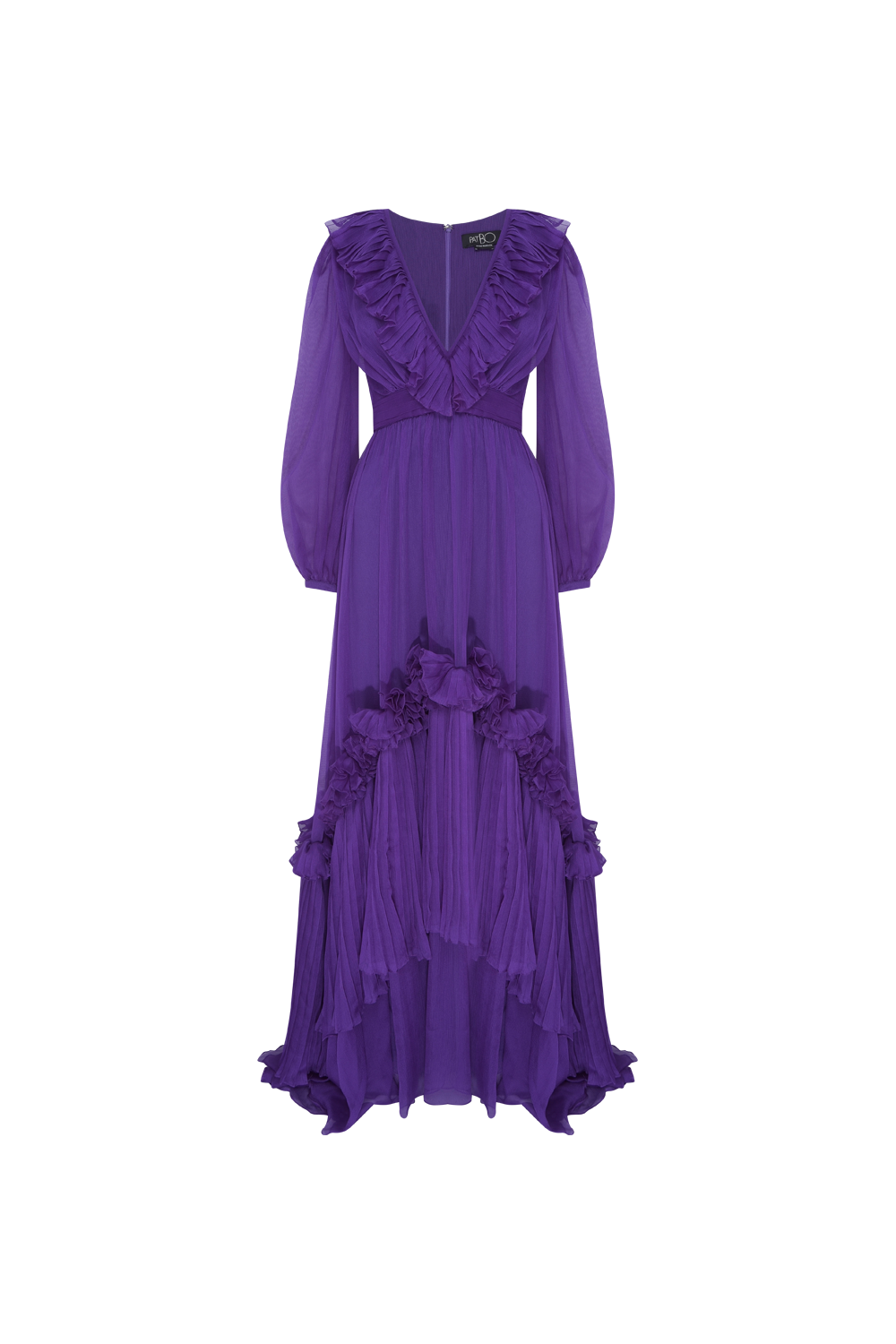 VESTIDO LONGO BABADOS SILKY STARDUST ROXO
