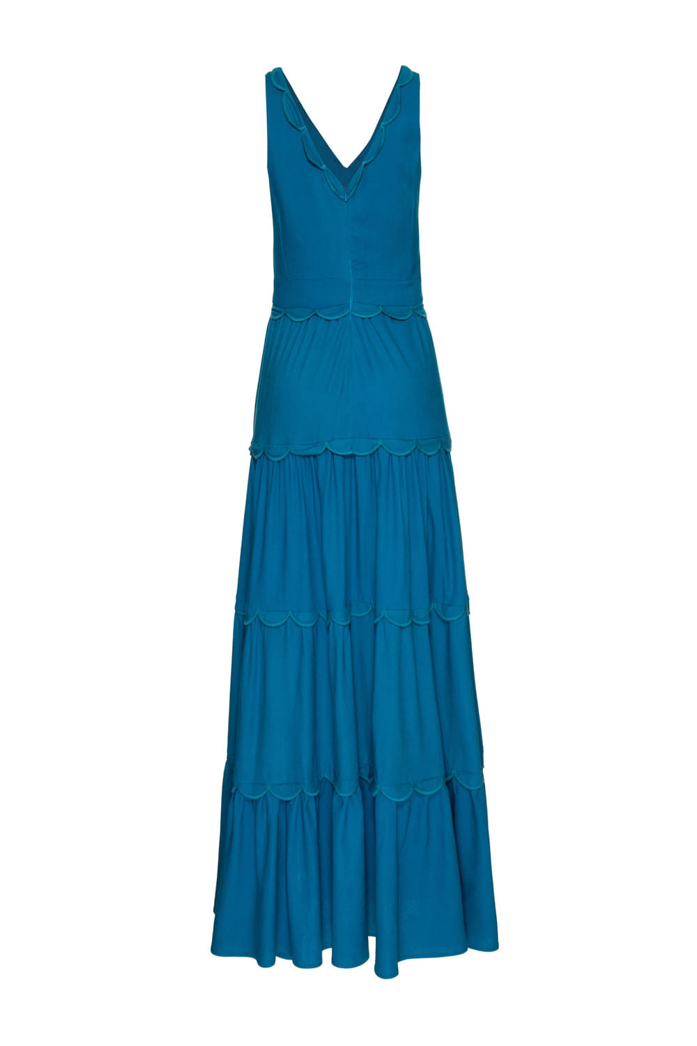VESTIDO LONGO RECORTE LINHO NILO MATRON  AZUL