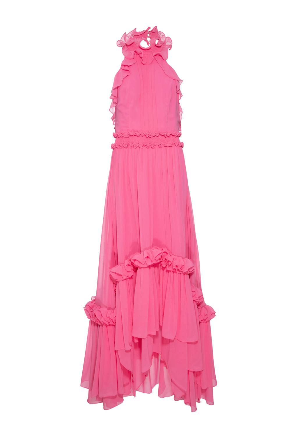 VESTIDO LONGO FRENTE ÚNICA CHIFFON TURNER ROSA