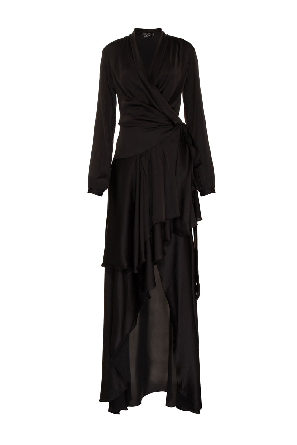 VESTIDO LONGO TRANSPASSADO CETIM EUPHORIA PRETO
