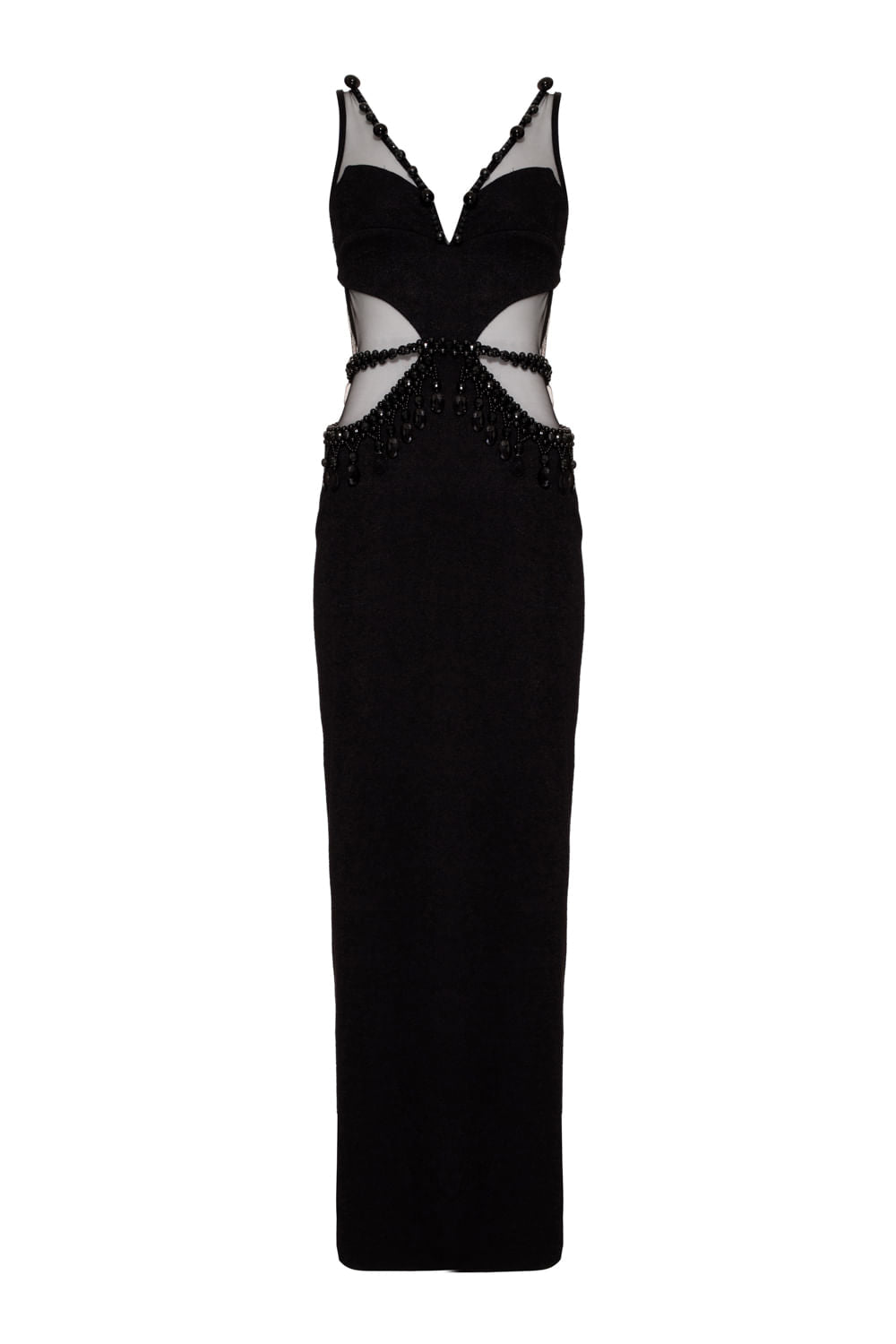 VESTIDO LONGO TULE MALHA LUXOR SPY PRETO