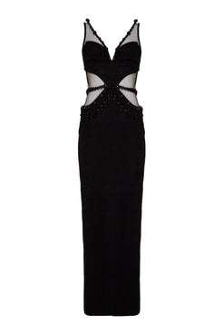 VESTIDO LONGO TULE MALHA LUXOR SPY PRETO