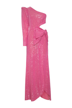 VESTIDO LONGO LAÇO PAETÊ DUCHESS ROSA