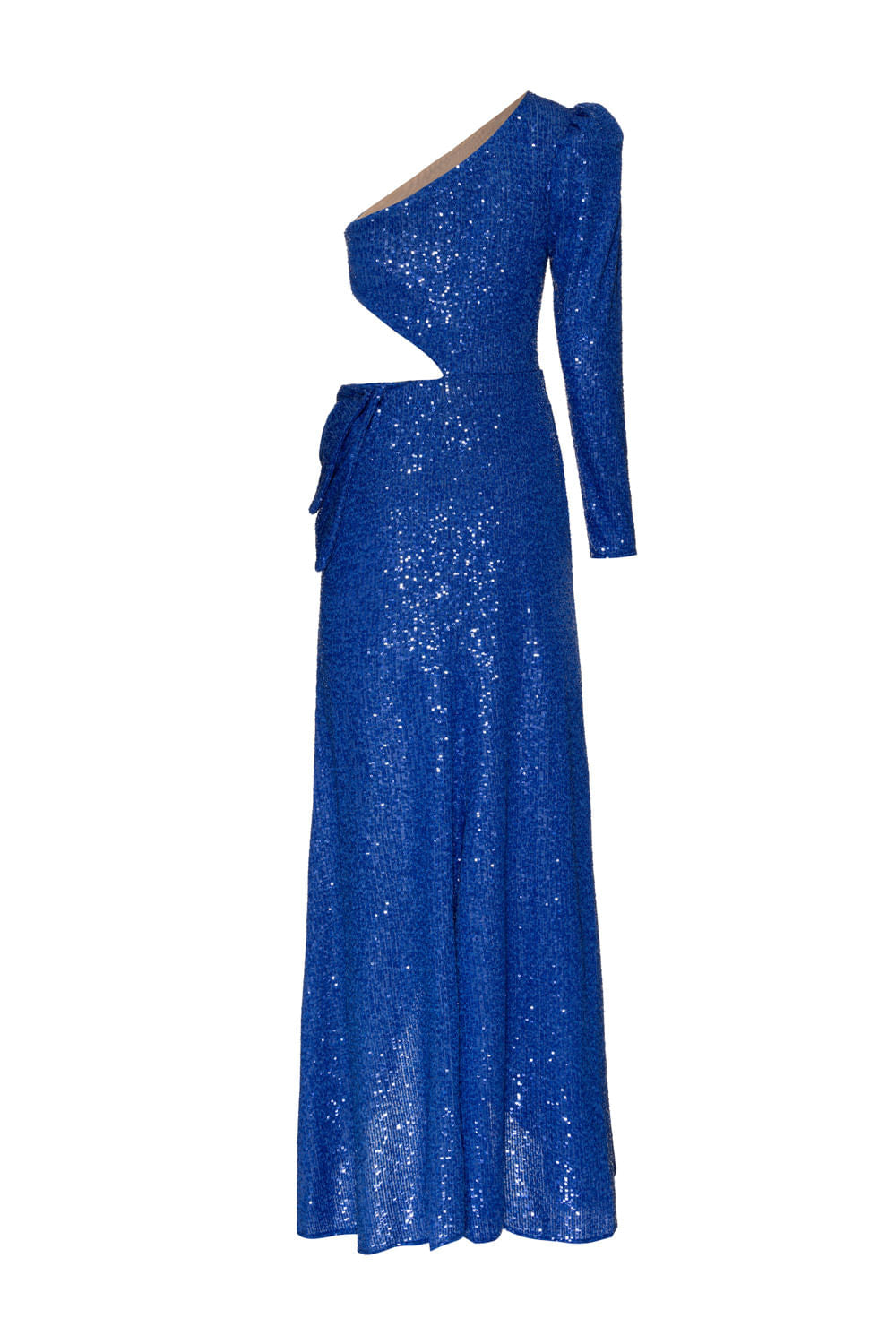 VESTIDO LONGO LAÇO PAETÊ DUCHESS AZUL