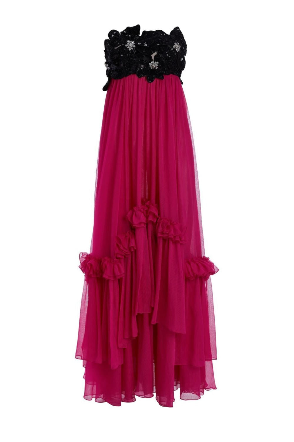 VESTIDO LONGO ASSIMÉTRICO FLORES PINK
