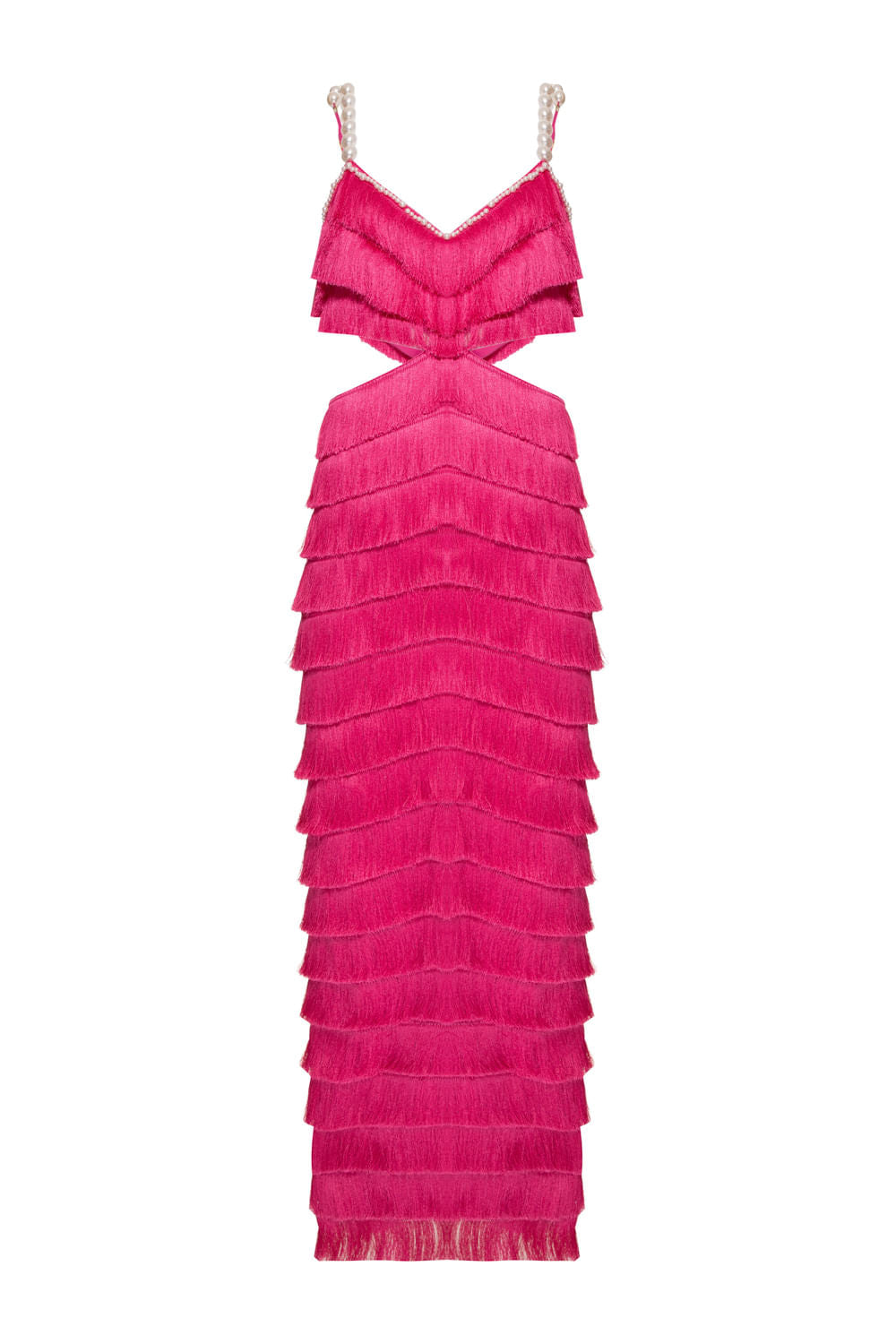 VESTIDO LONGO FRANJAS MALHA LUXOR SPY ROSA
