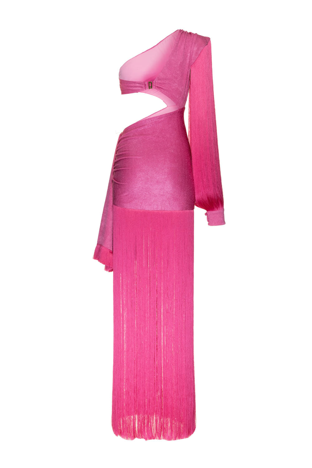 VESTIDO LONGO MANGA FRANJAS MALHA LUXOR SPY ROSA