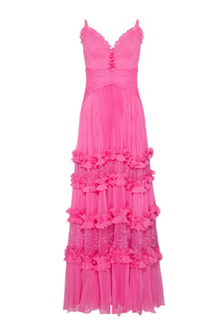 VESTIDO LONGO PLISSADO SILKY SWEET LUCY ROSA