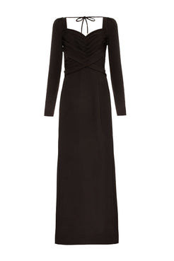 VESTIDO LONGO MANGAS CREPE EDIE PRETO