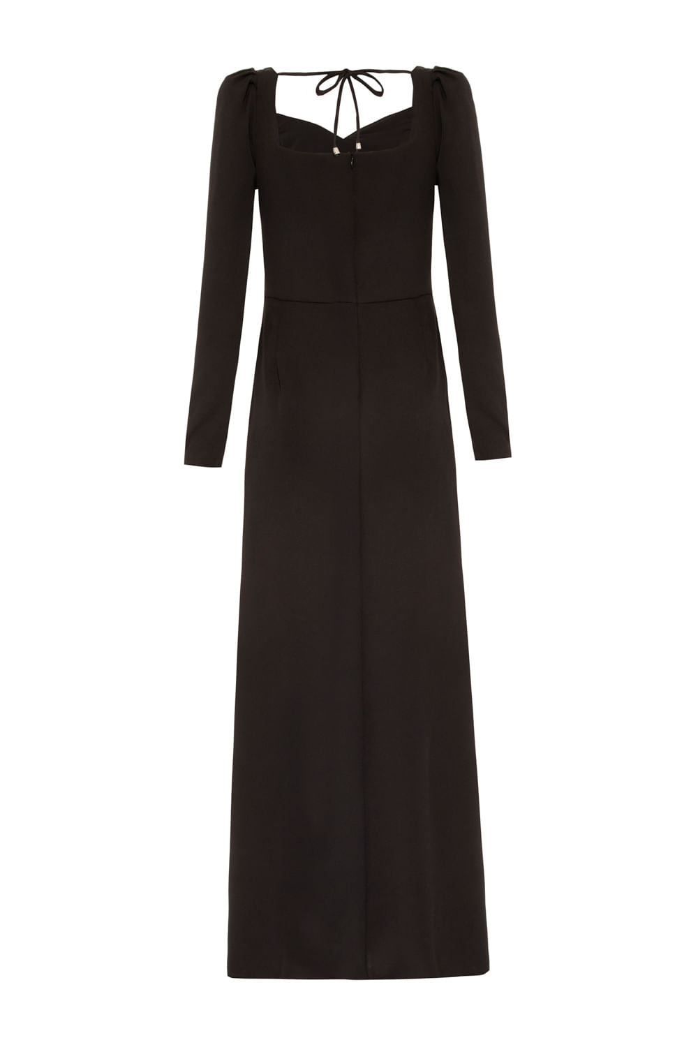 VESTIDO LONGO MANGAS CREPE EDIE PRETO
