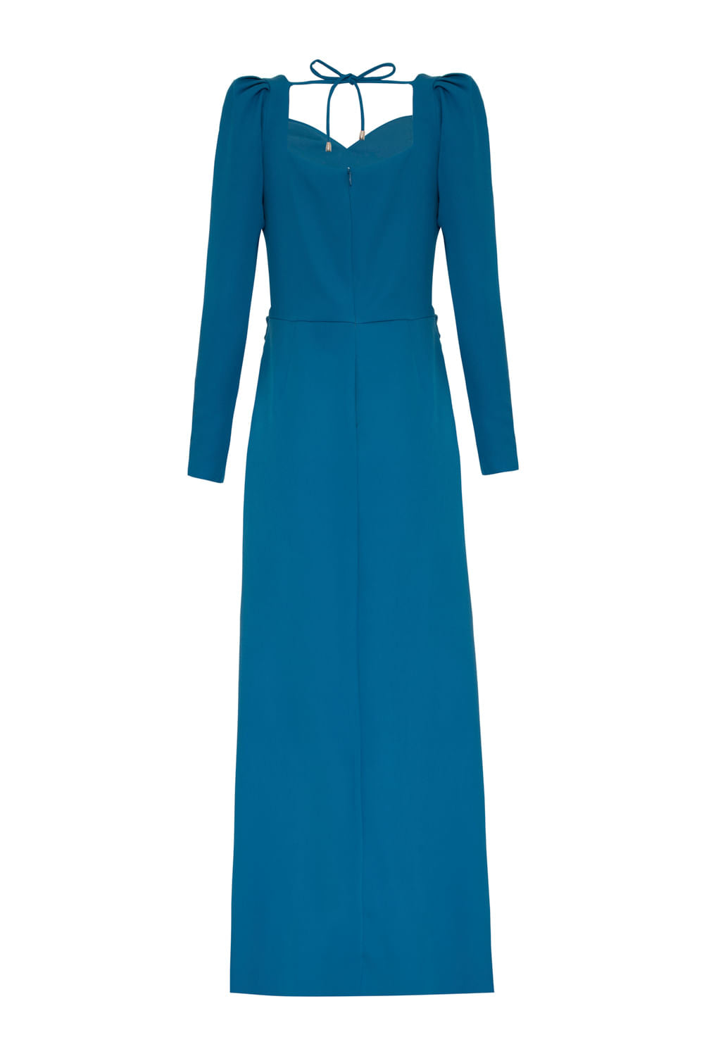VESTIDO LONGO MANGAS CREPE EDIE AZUL
