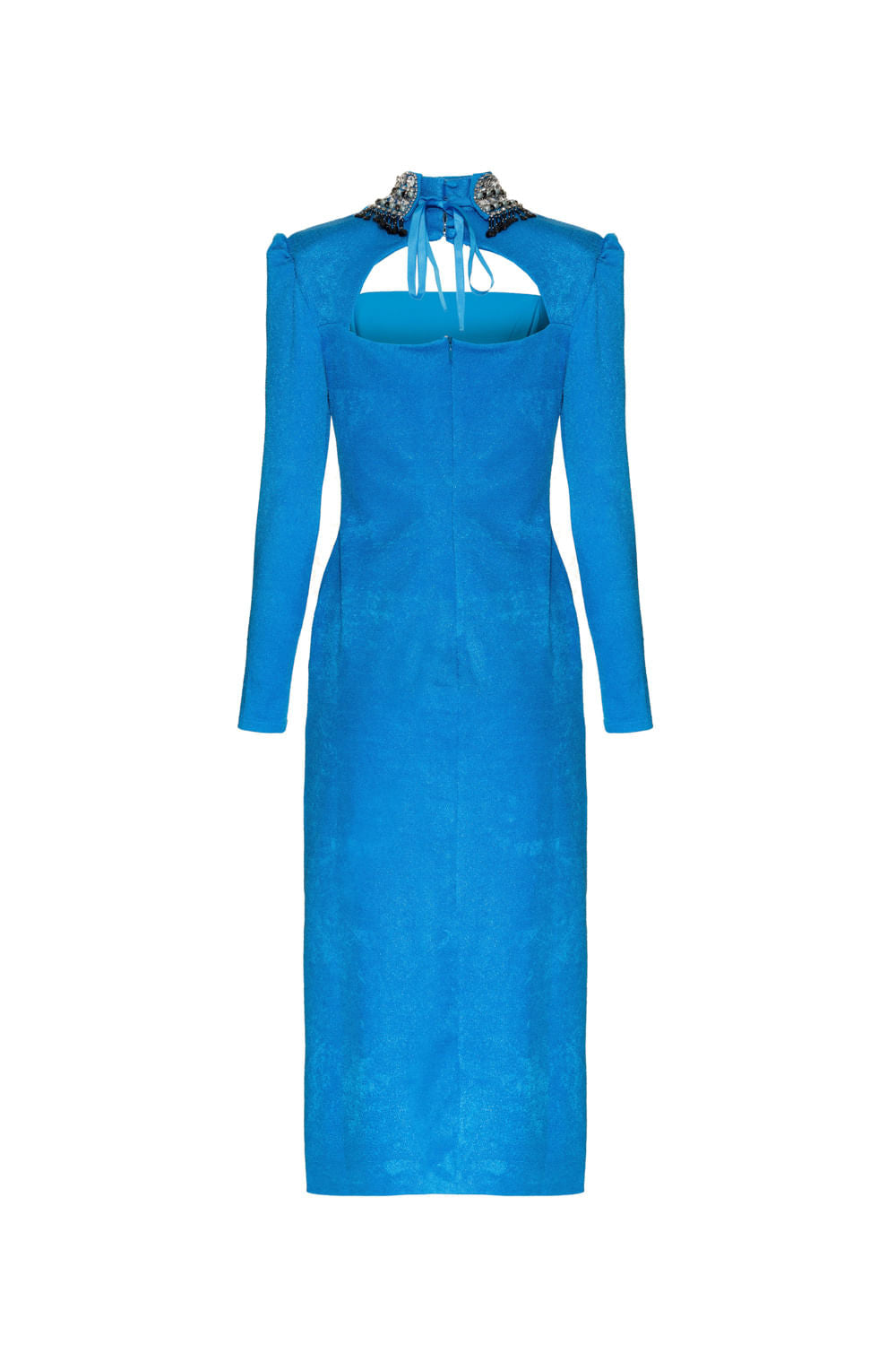 VESTIDO MÍDI GOLA REMOVÍVEL MALHA LUXOR SPY AZUL