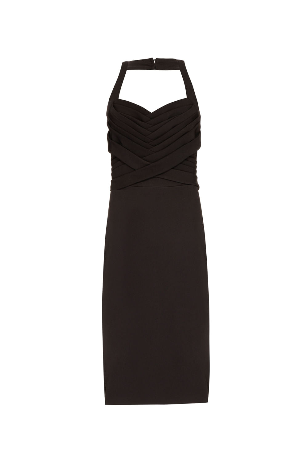 VESTIDO MÍDI FRENTE ÚNICA CREPE EDIE PRETO