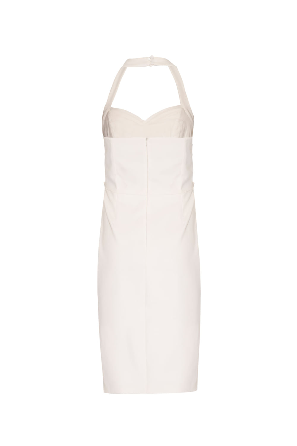 VESTIDO MÍDI FRENTE ÚNICA CREPE EDIE OFF WHITE