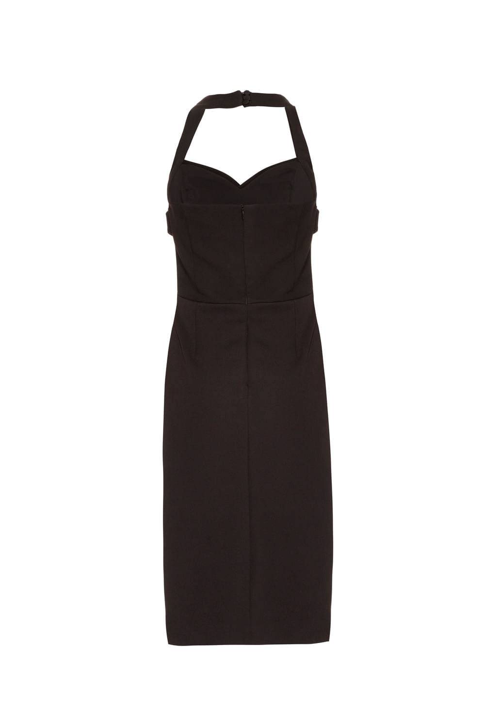 VESTIDO MÍDI FRENTE ÚNICA CREPE EDIE PRETO