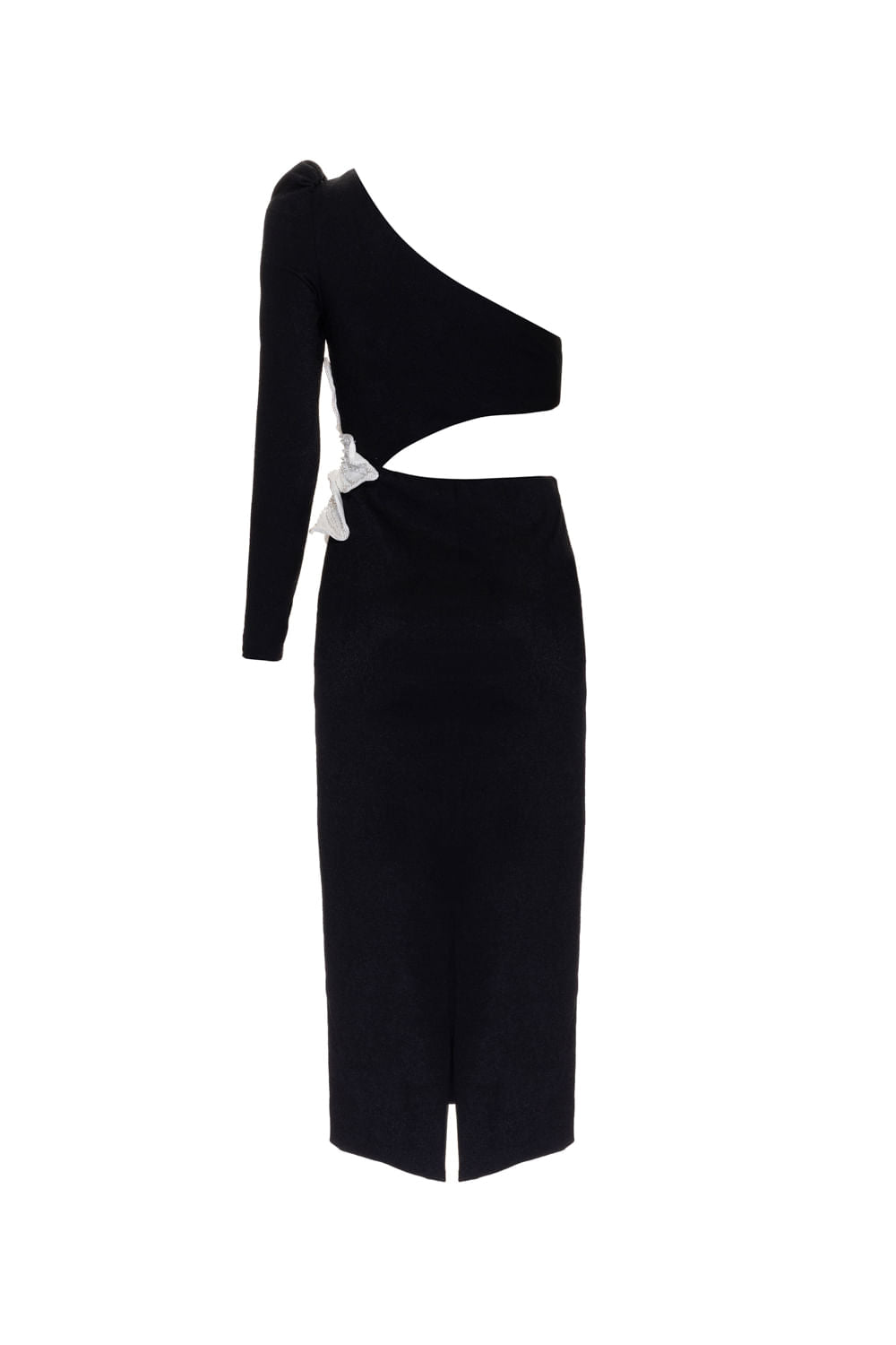 VESTIDO MÍDI FLOR MALHA LUXOR PRETO