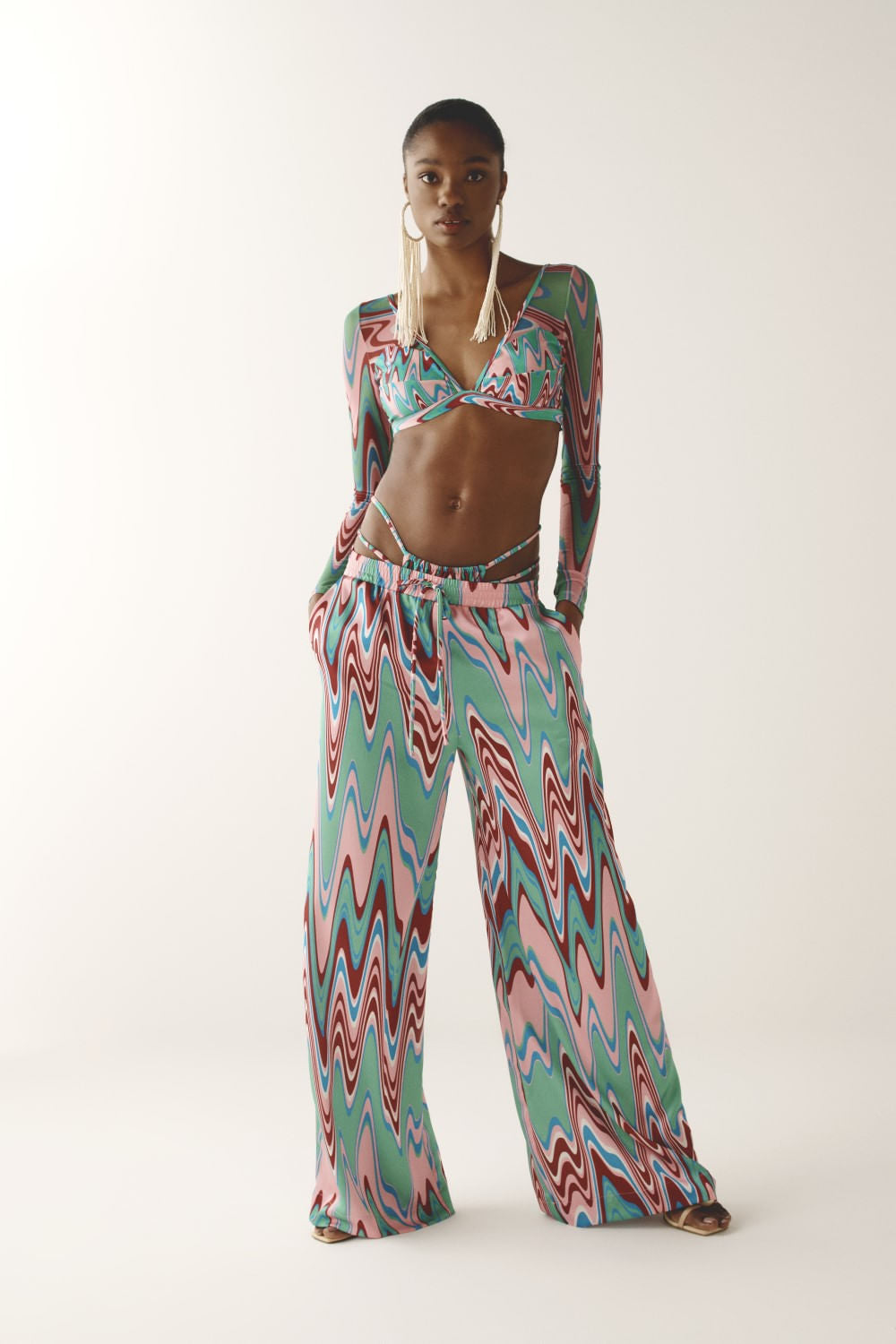 TOP MANGA LONGA LYCRA WAVES VERDE