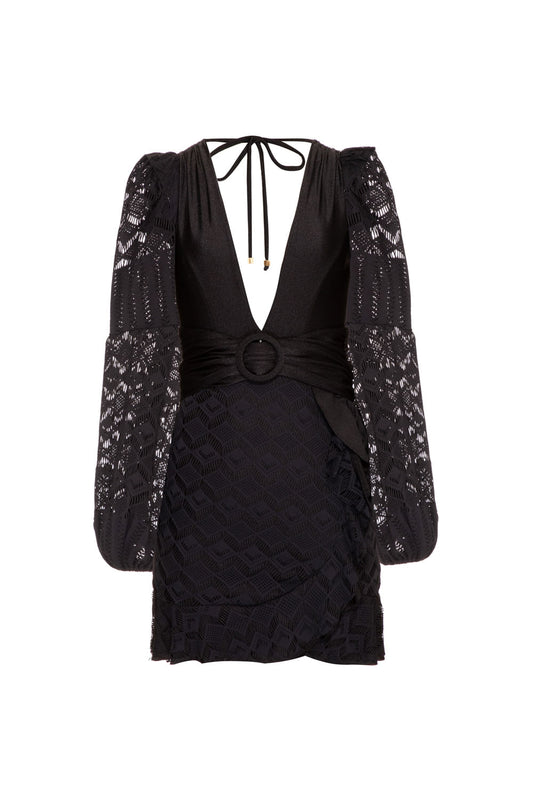 VESTIDO CURTO FIVELA TELA GEO LUDIC PRETO