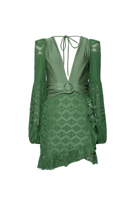 VESTIDO CURTO FIVELA TELA GEO LUDIC VERDE