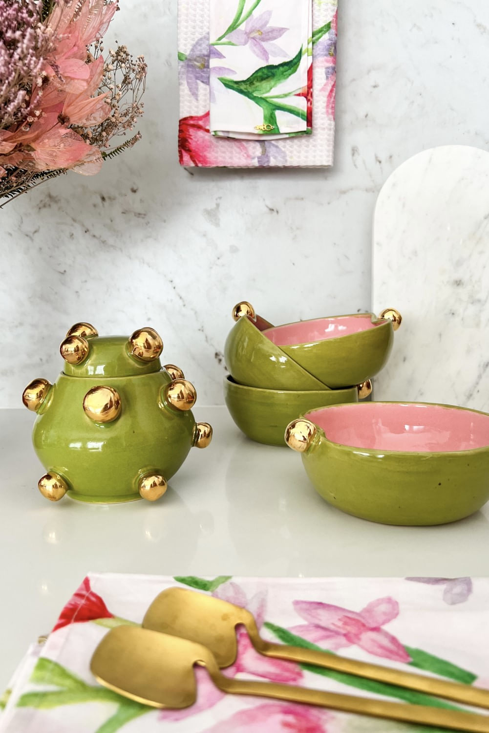 POTE FREESIA VERDE E ROSA