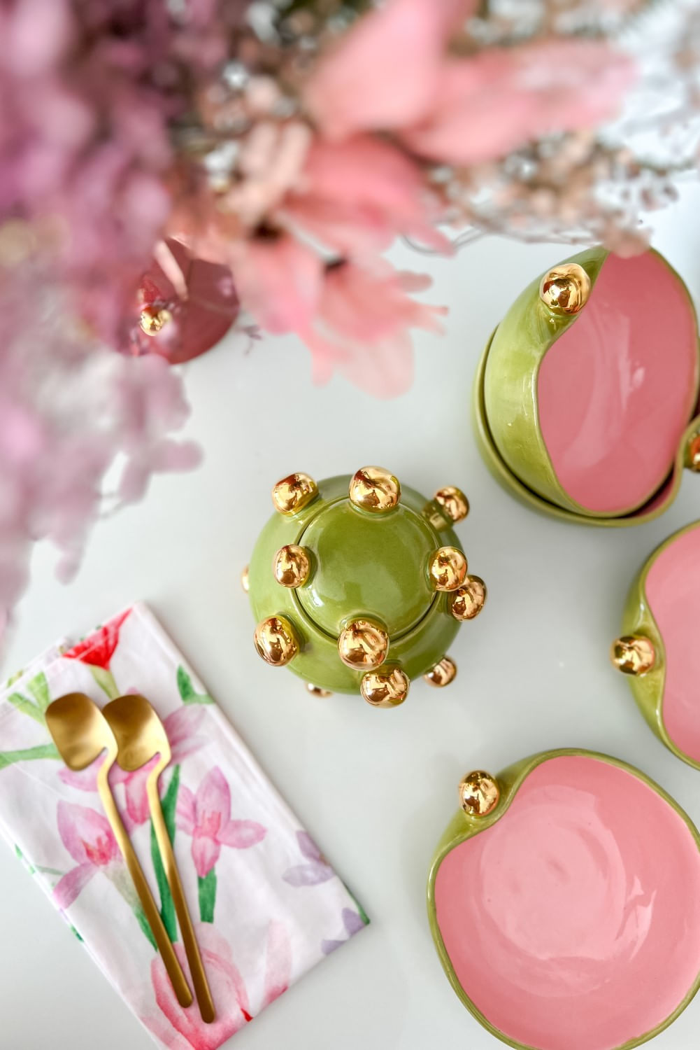 POTE FREESIA VERDE E ROSA