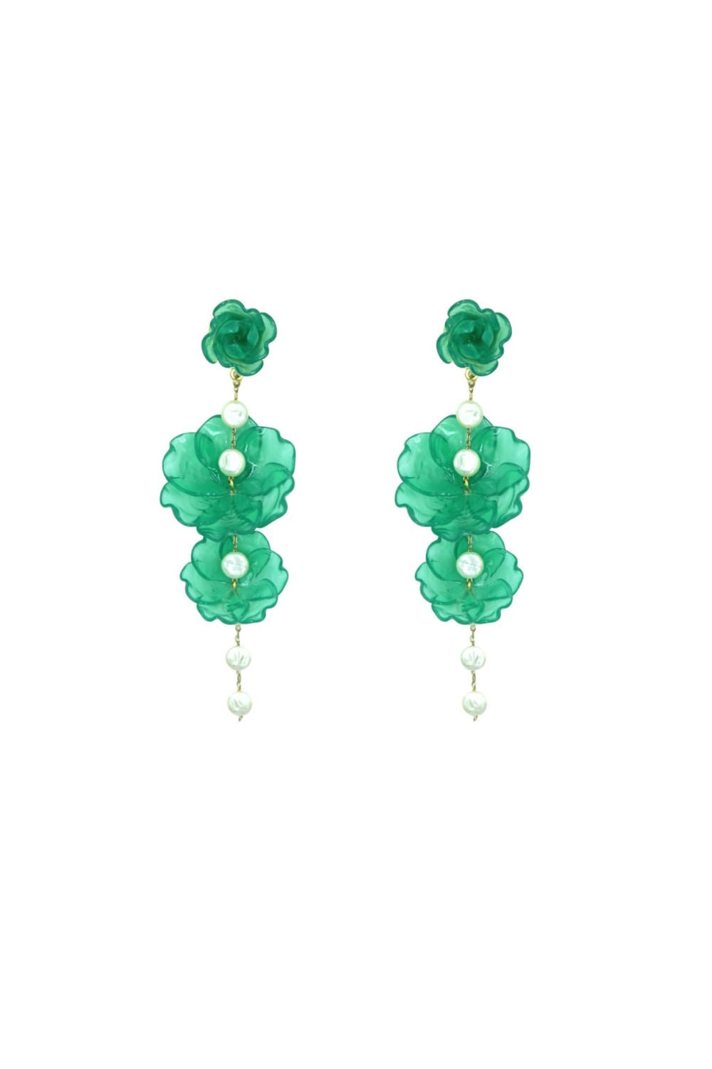 BRINCO PÉROLAS GARDÊNIA VERDE