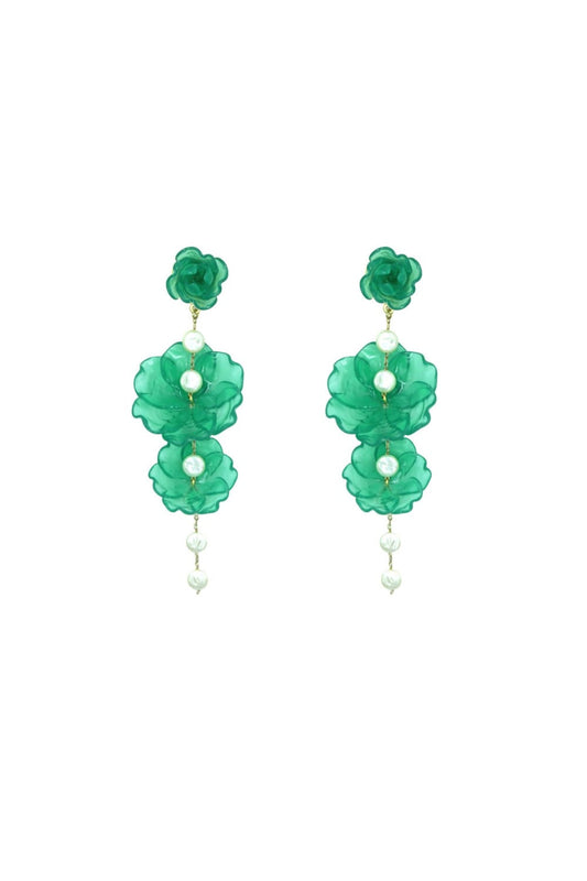 BRINCO PÉROLAS GARDÊNIA VERDE