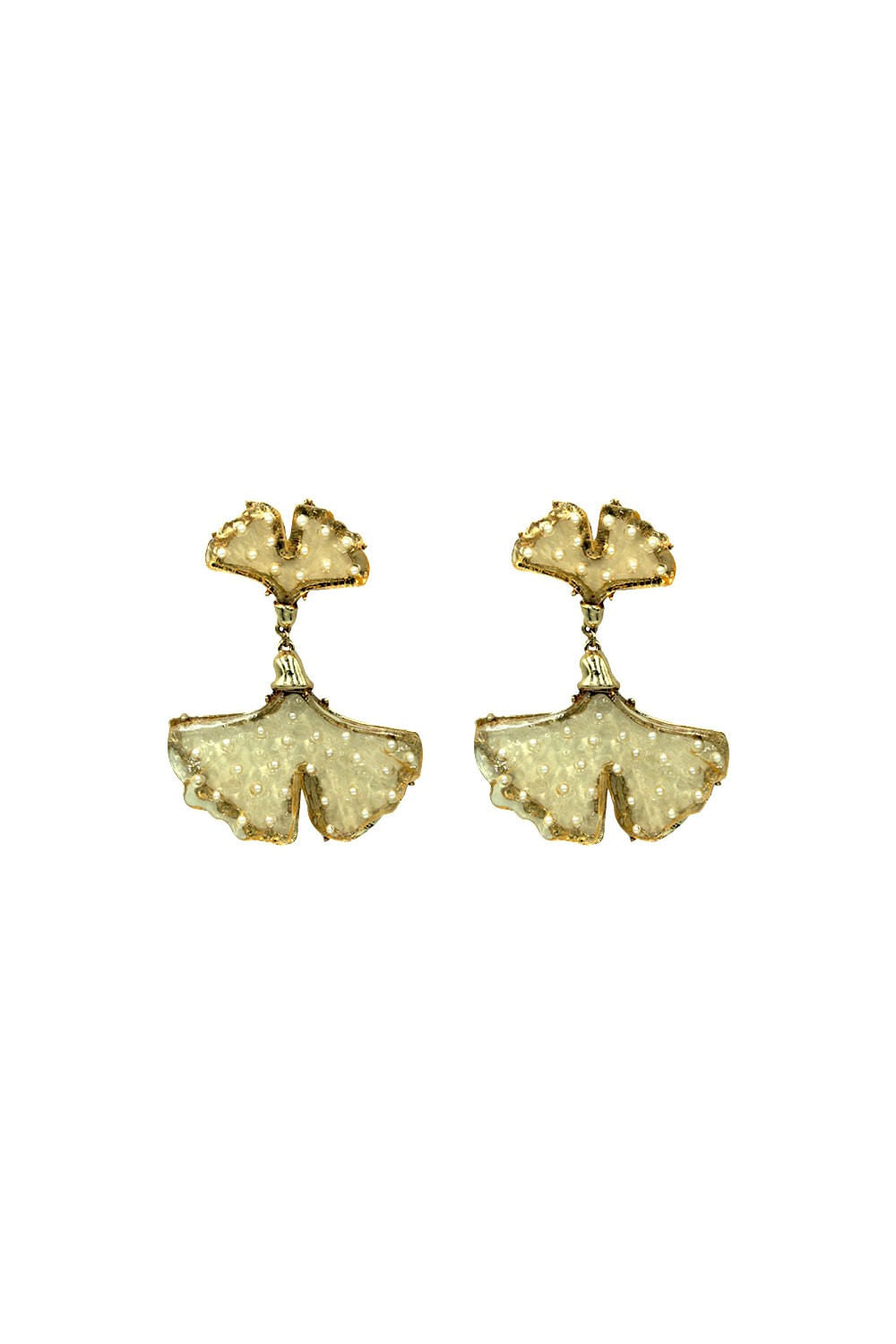 BRINCO GINKGO POÁ DUPLO CHAMPAGNE