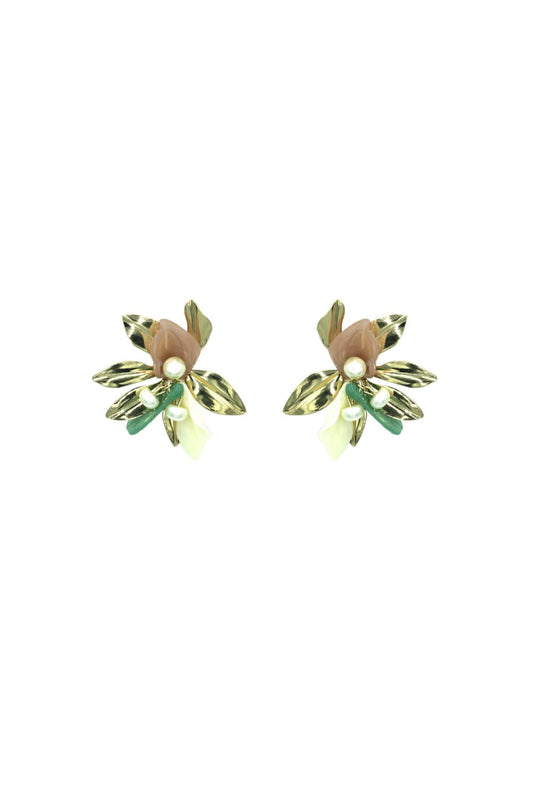 Brinco pétalas lírio verde c/ blush